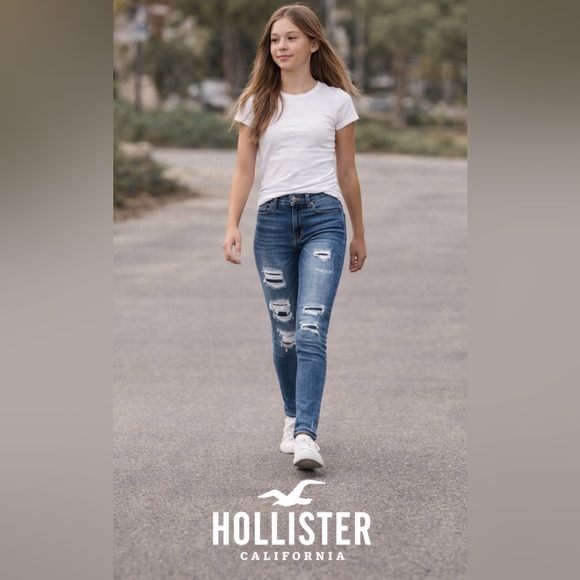 Hollister Denim - Hollister Blue Skinny Jeans with Distressed Style